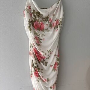 SHEIN Asymmetrical Ruched Sheath Dress in White and Cream